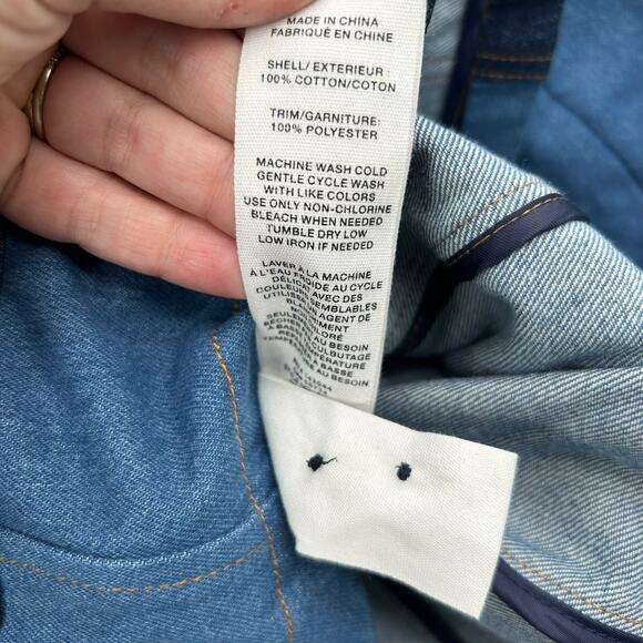 NEW Avec Les Filles Denim Military Jacket Small Blue Jean Cargo Belted Blazer - Picture 9 of 16